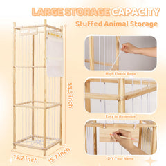 TOPHDY stuffed animal storage zoo cage side view highlights sturdy wood construction