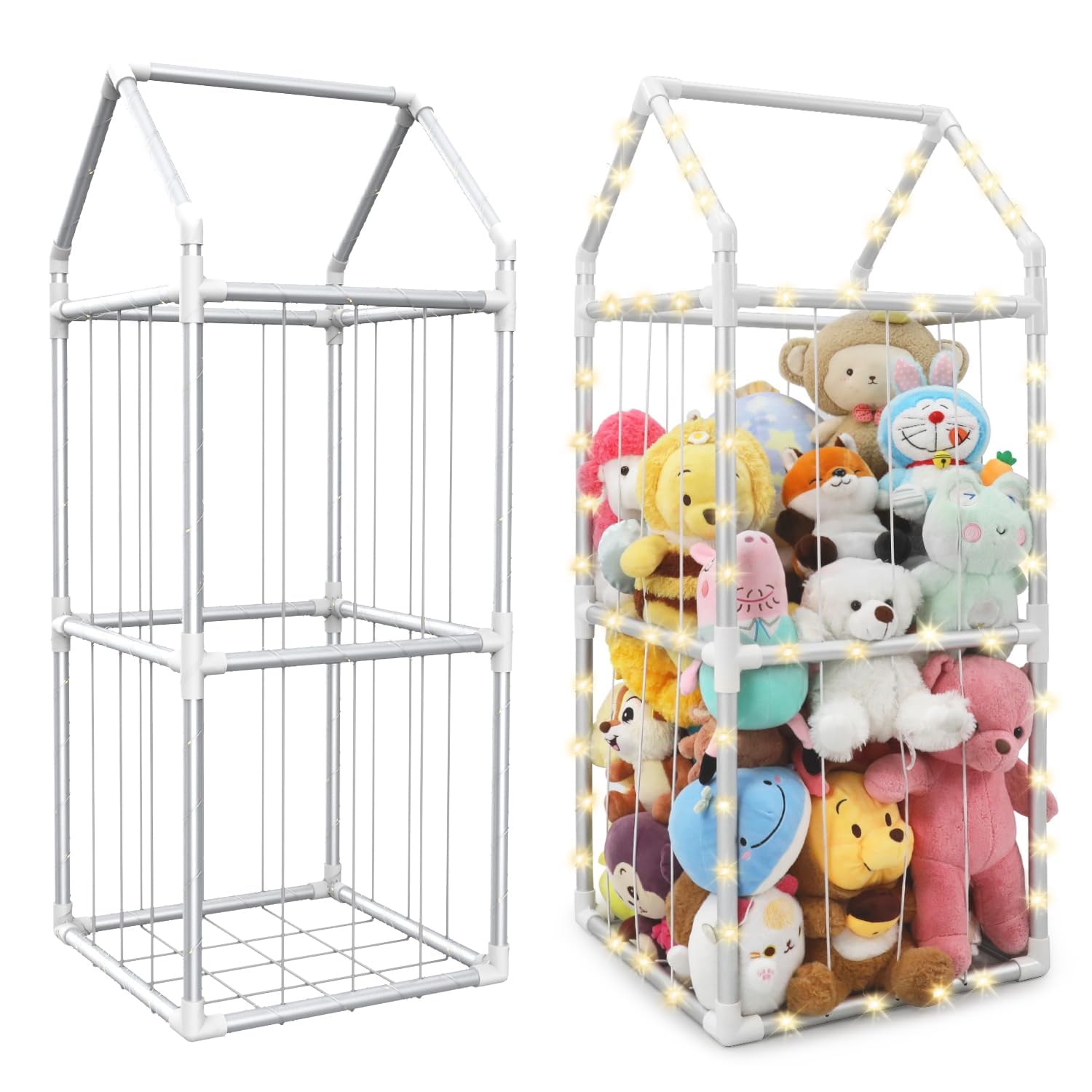 TOPHDY stuffed animal zoo with lights on, ideal for bright toy display