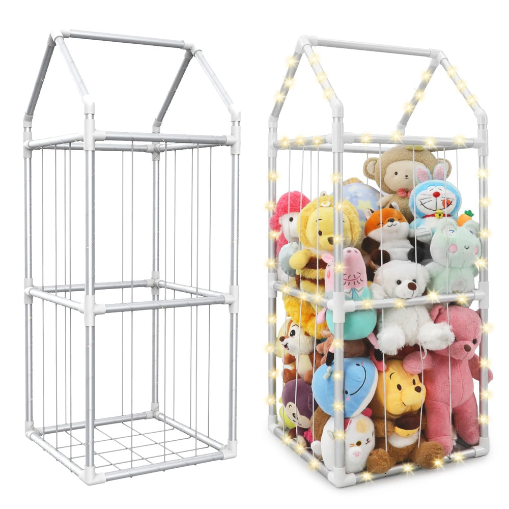 TOPHDY stuffed animal zoo with lights on, ideal for bright toy display