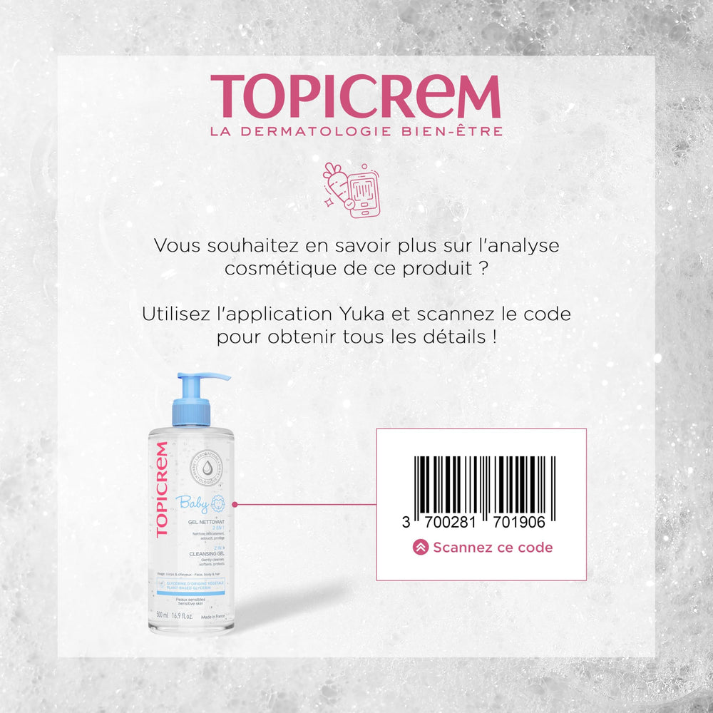Topicrem 2-in-1 cleansing gel 500ml pump demonstrates easy daily baths