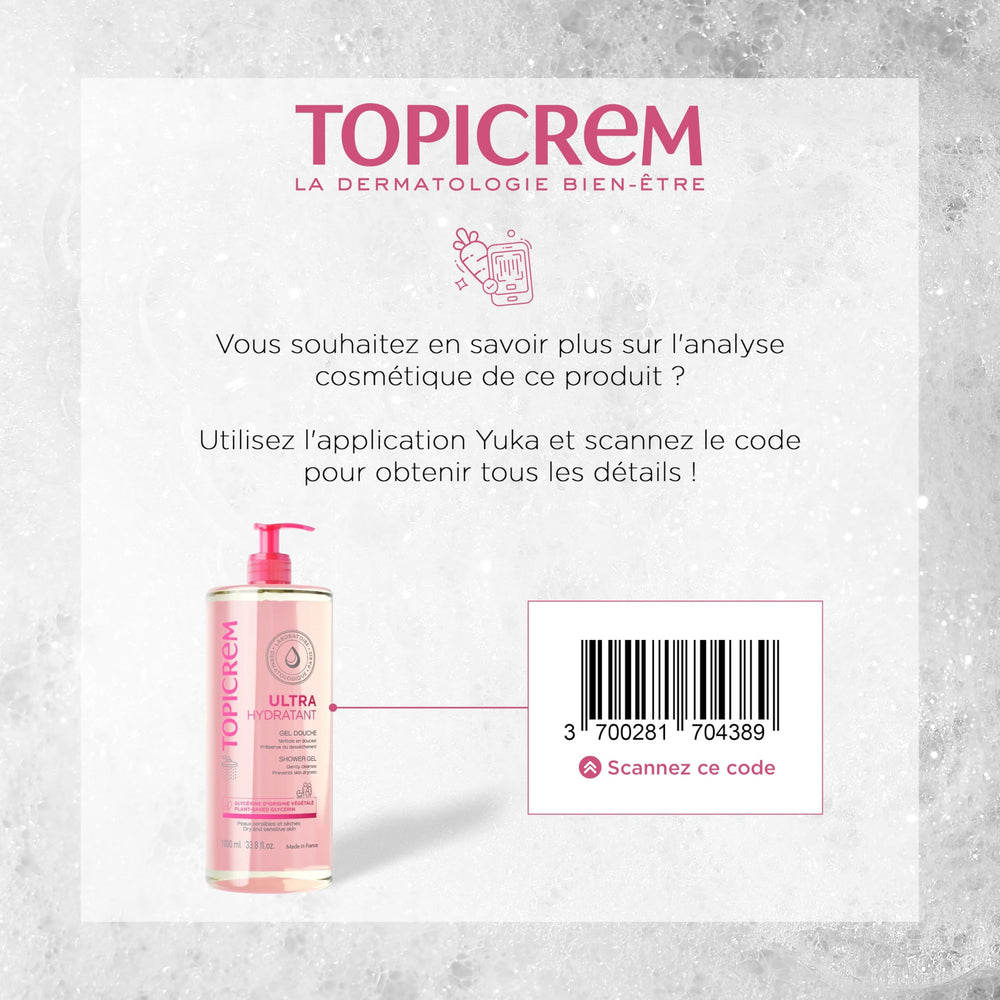 Topicrem Ultra-Hydratant Shower Gel skin barrier care in action.