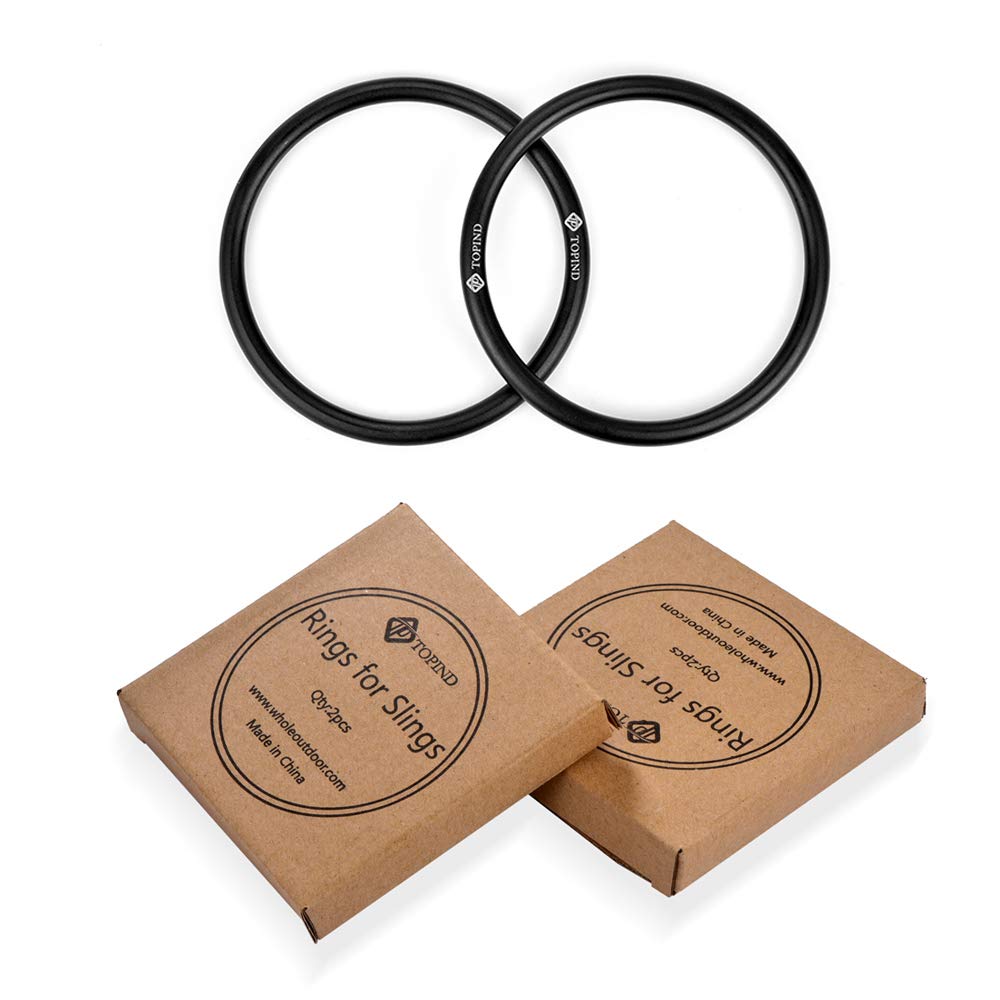 TOPIND matte black 3-inch aluminum ring closeup for durable ring sling use.