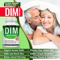 Label detail shows broccoli extract and natural ingredients in DIM complex