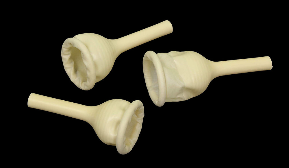 Topmed ETS rubber urinal bag close-up showing latex material and durability