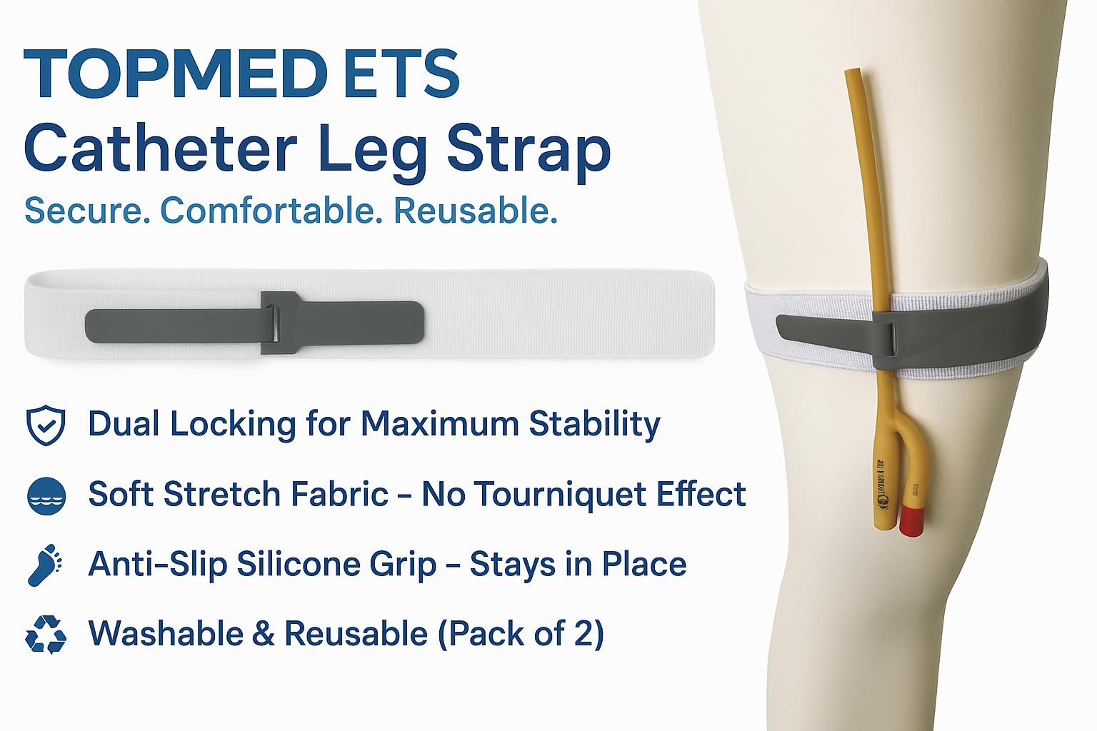 TopMed ETS anti-slip silicone grip resists movement for secure tubing.