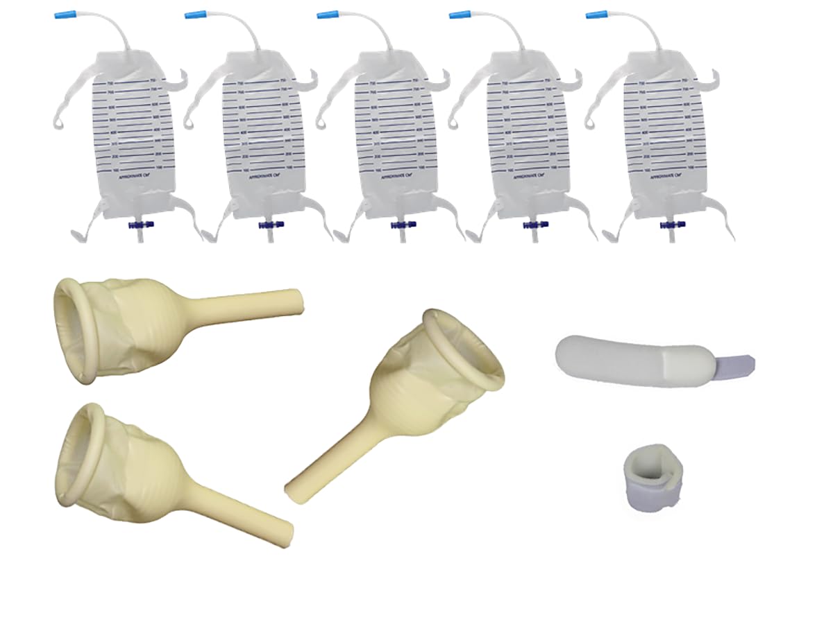 TOPMED ETS complete urinary kit with external rubber catheter and leg bag ready for use