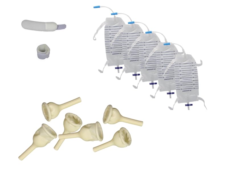 TOPMED ETS 750ml leg bag attached for discreet urine collection