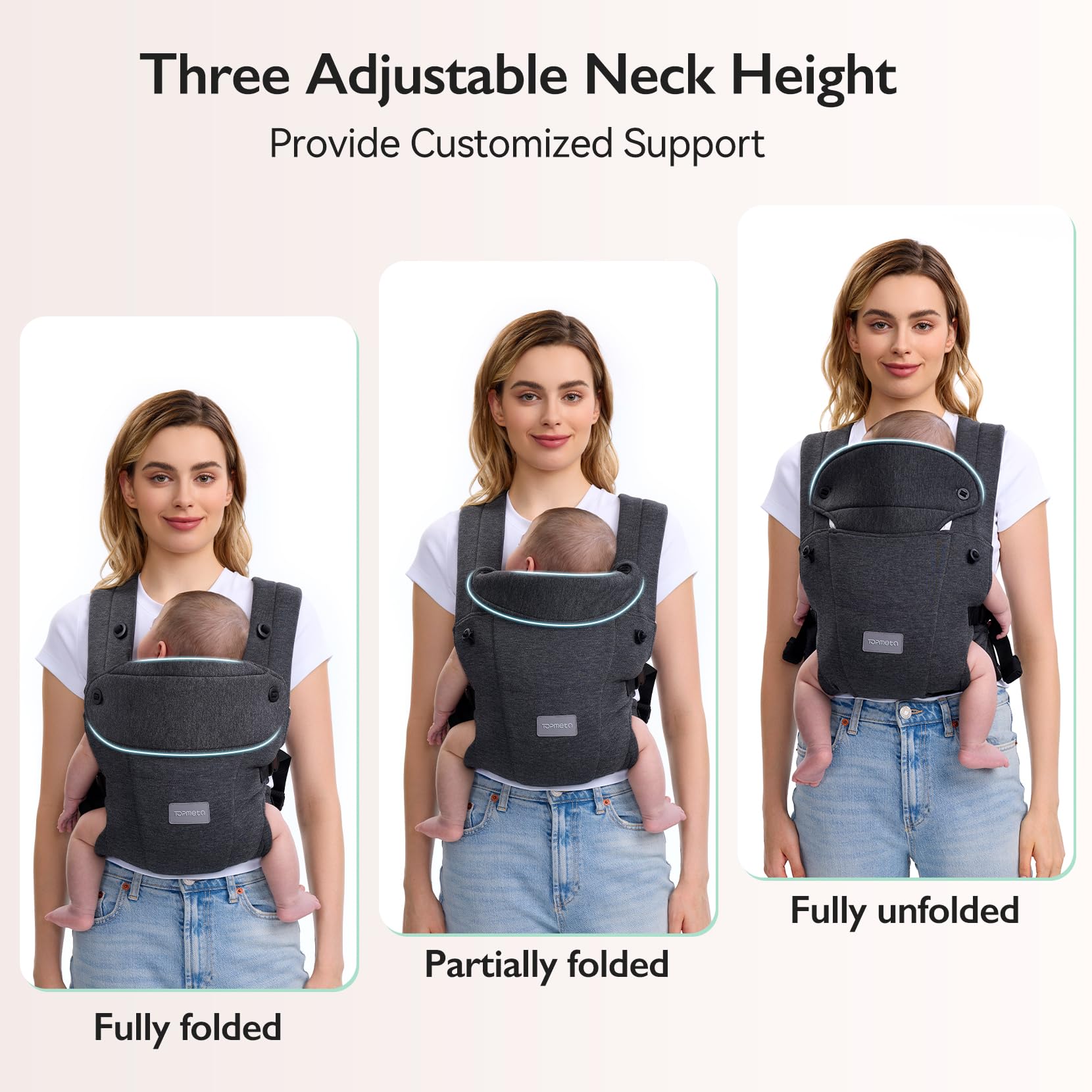Topmeta newborn carrier neck cushion with adjustable height for head support
