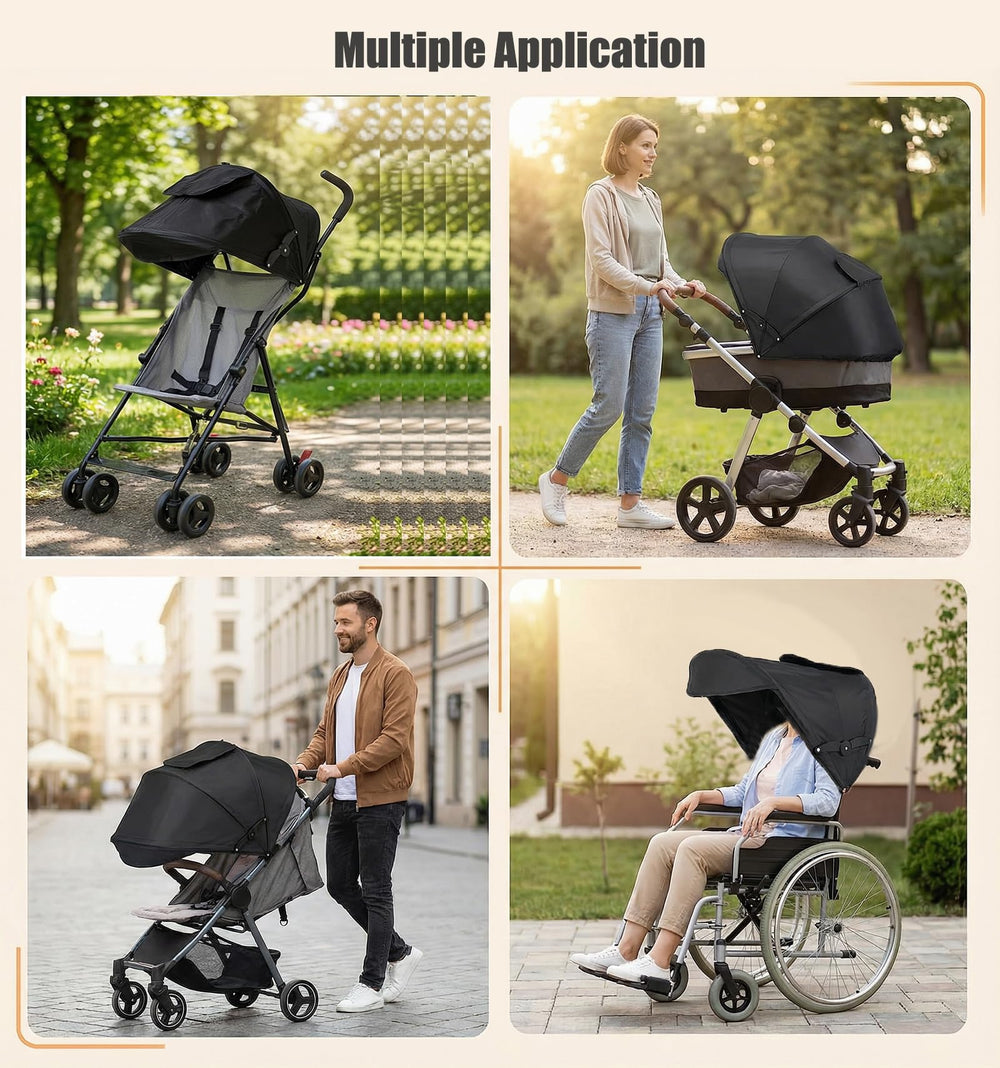 TOPOQ color options showcase black, blue, purple, for stroller style.