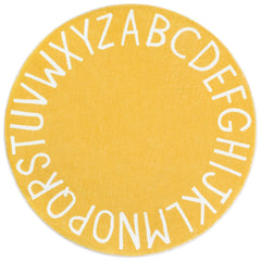 Topotdor Alphabet Round Rug; 63in yellow creates a safe, engaging play surface for kids.