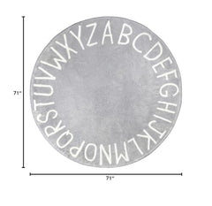 Topotdor alphabet rug emphasizes letters with a durable, easy-clean surface.