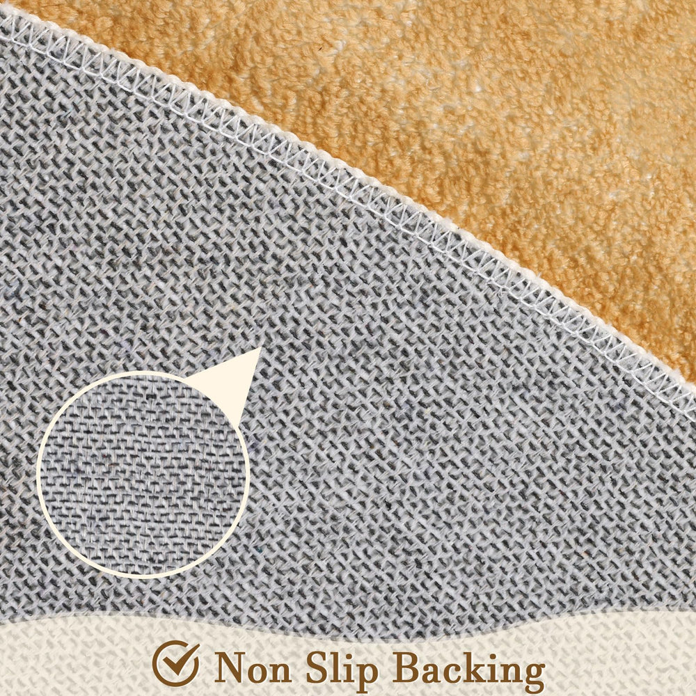 Topotdor brown round rug complements nursery decor.