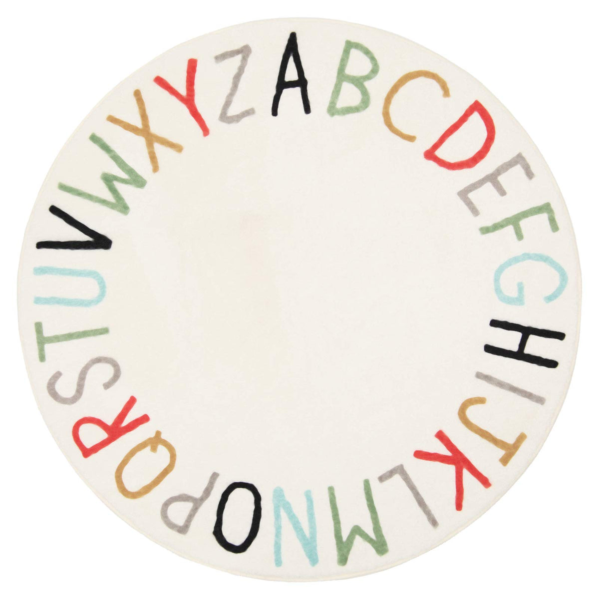 Topotdor Rainbow Round Kids Play Rug with alphabet letters for learning and fun