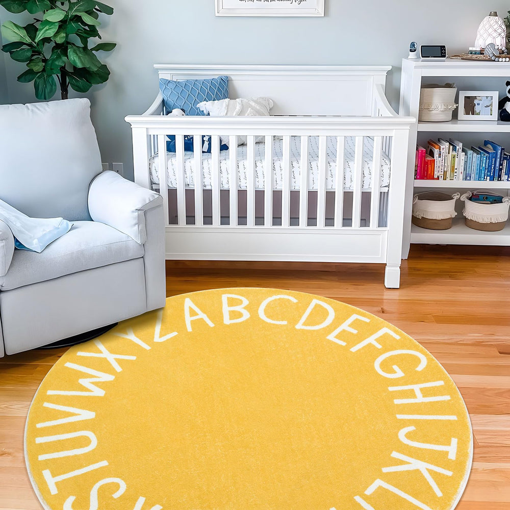 Topotdor Round Rug for Learning; vibrant design inspires imagination during play.