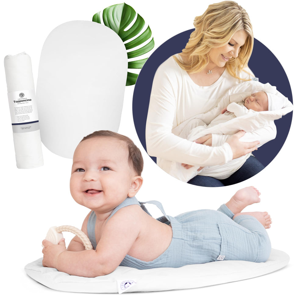 Topponcino Montessori design promotes natural feeding positioning for baby.