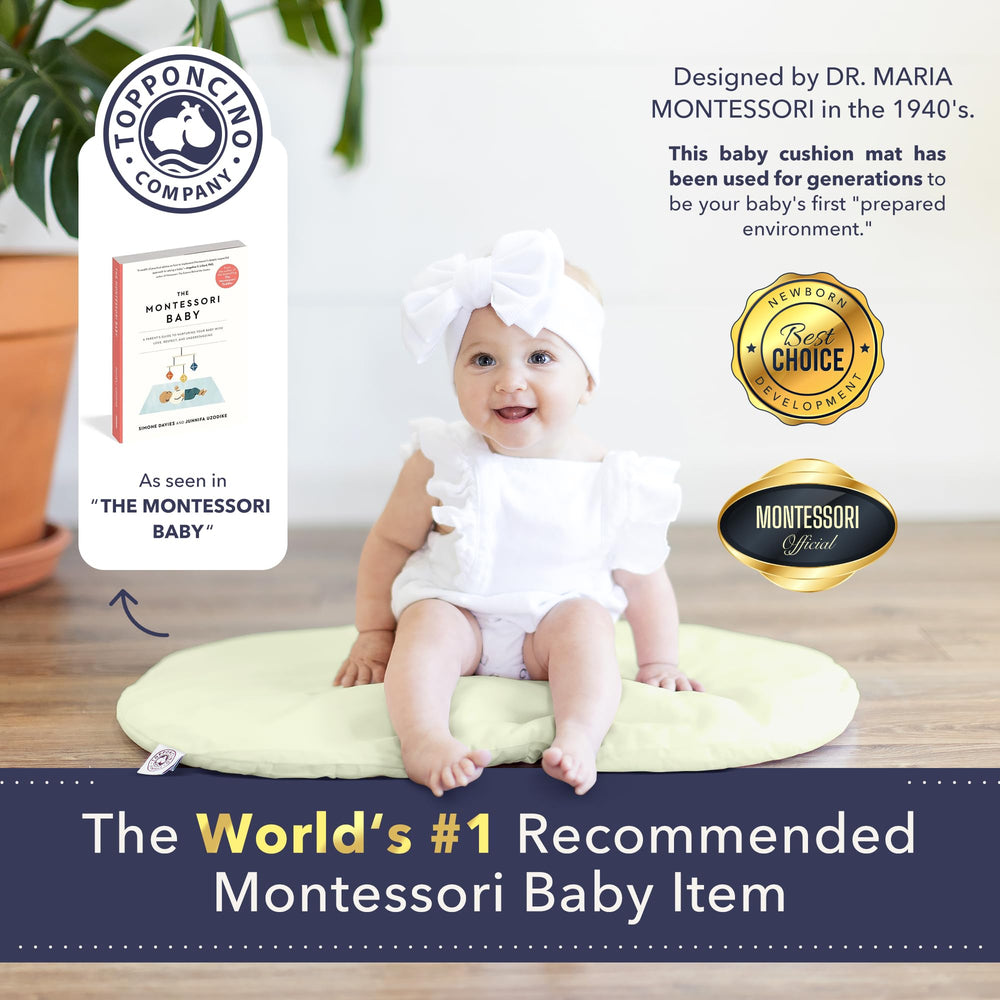 Topponcino Company toy-support pillow enables safe montessori playtime.