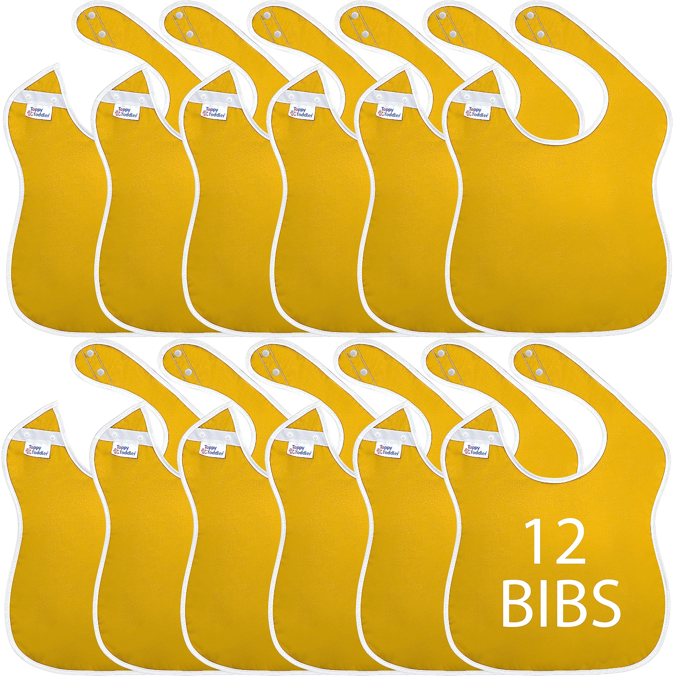 Toppy Toddler bib coverage 13x18 blocks spills during meals for kids.
