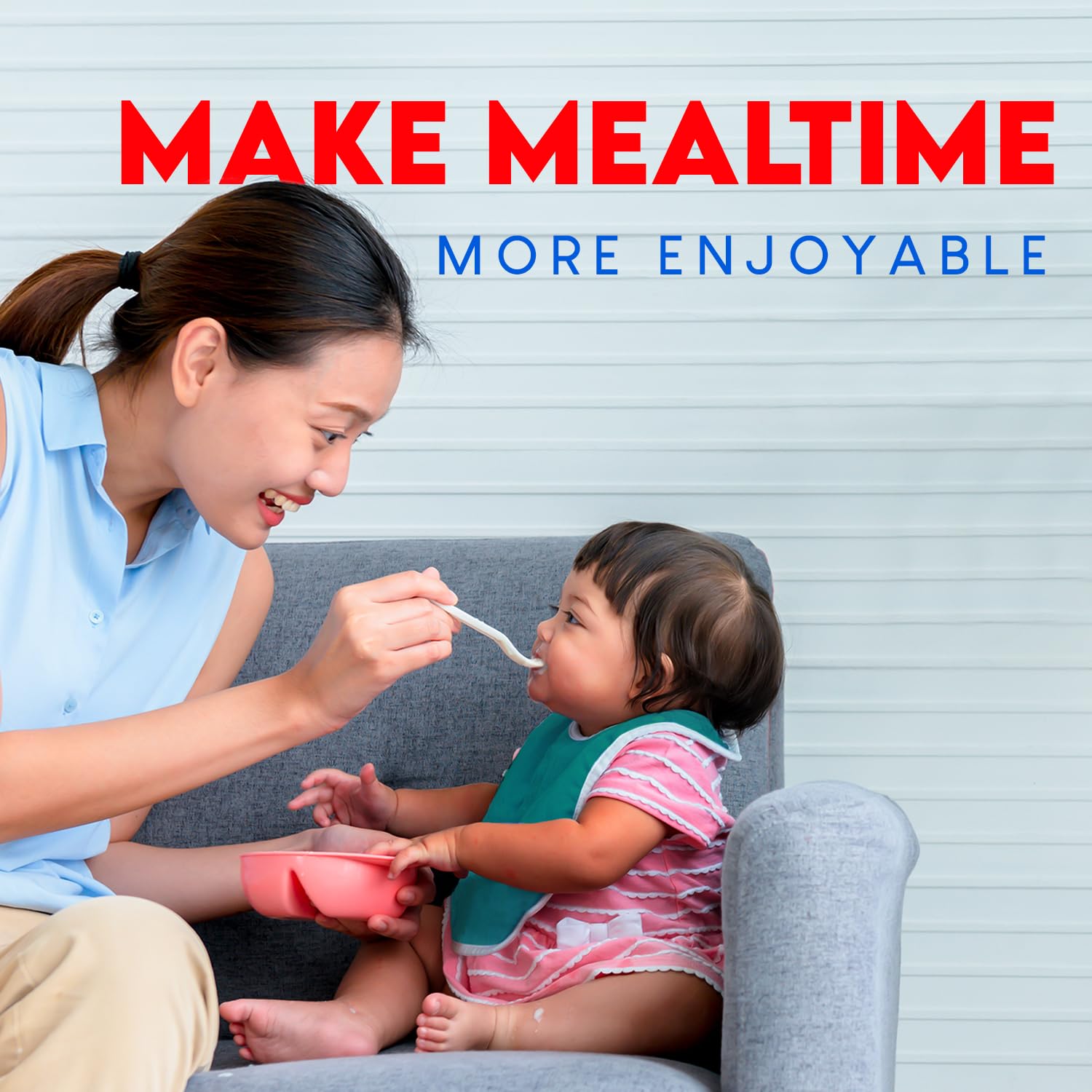 Toppy Toddler bibs are lightweight and fabric-forward for comfort.