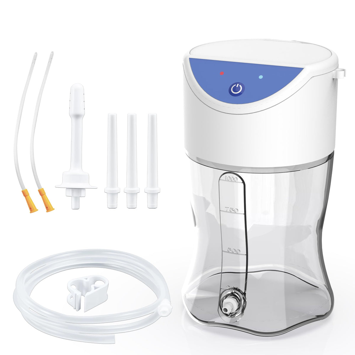 TopQuaFocus electric enema bottle showing 1000ml capacity for at-home cleansing.
