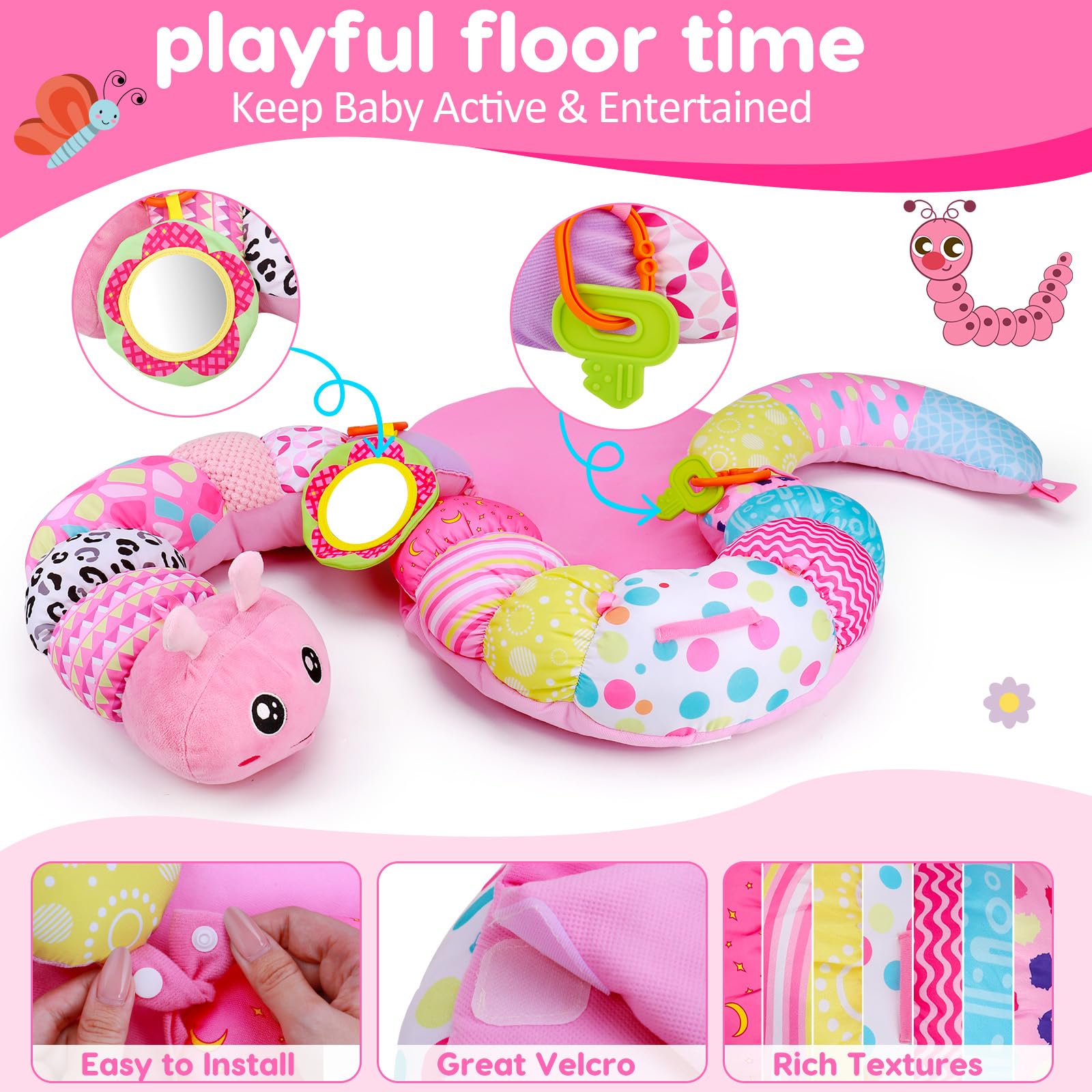Topsochir detachable pillows caterpillar for versatile seated support during playtime.