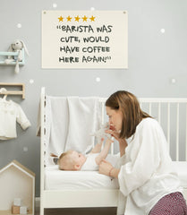 Topthink Barista Was Cute banner hangs easily as cozy reading room decor.