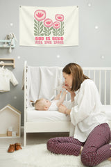 Topthink Bible Verse Banner beige fabric enhances baby room decor with durable, fade-resistant print