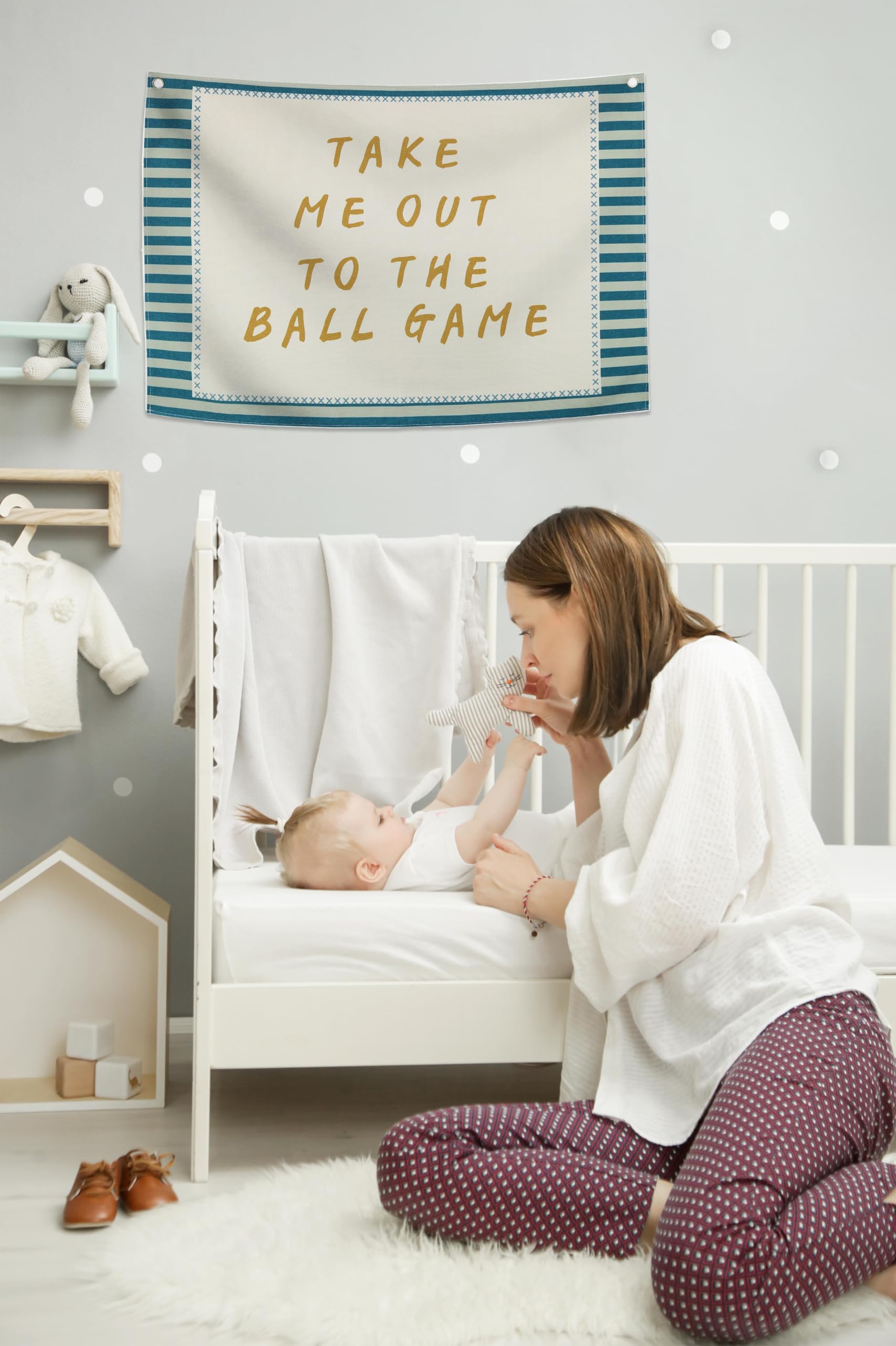 Topthink boho banner wall art in beige for baby's reading corner