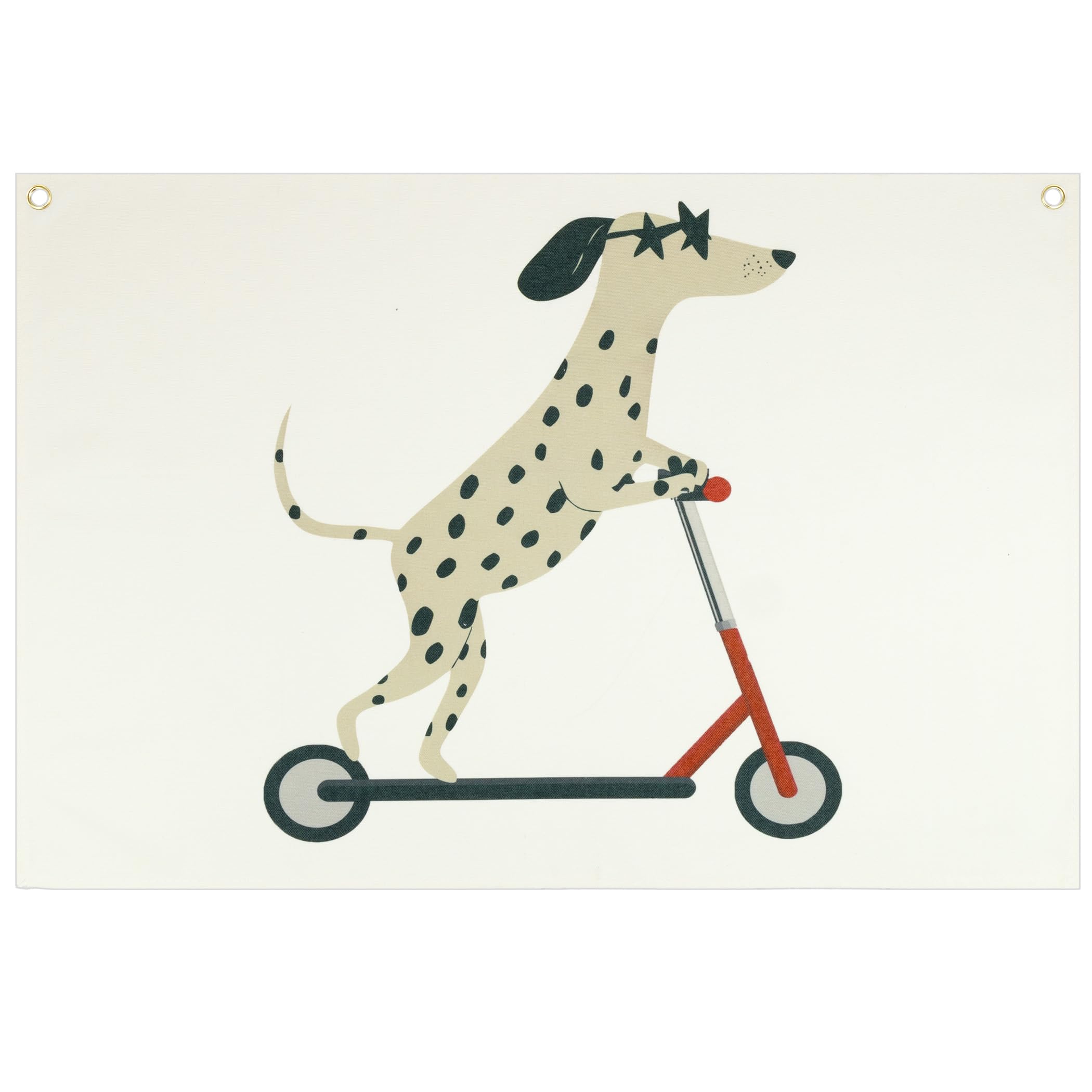 Topthink boy banner flag with Dalmatian scooter design adds playful nursery charm