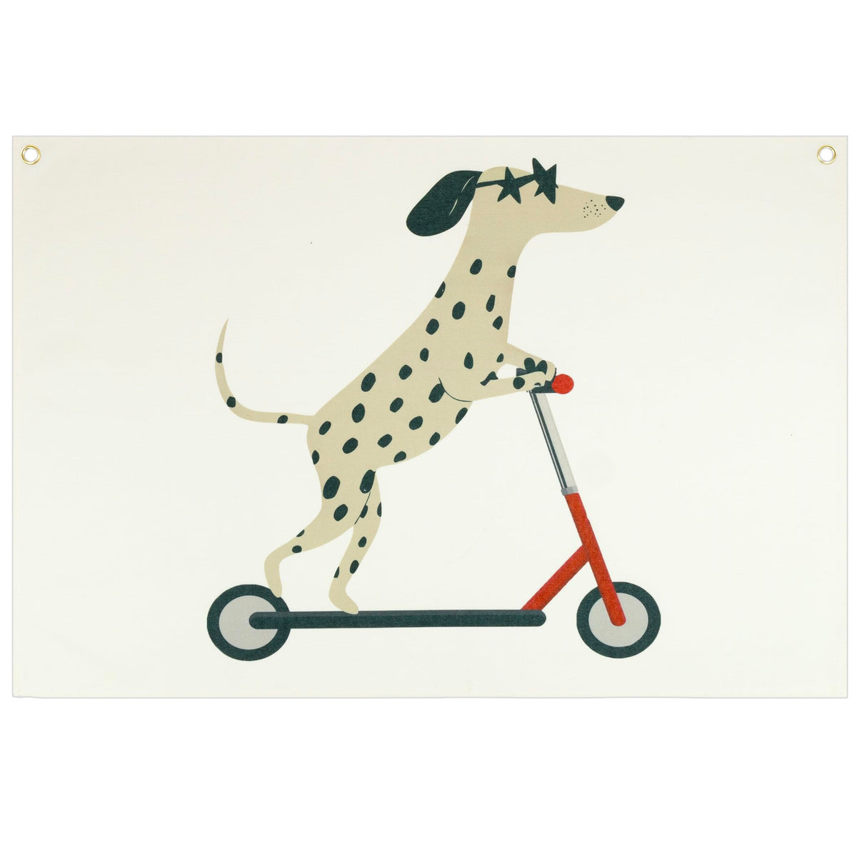 Topthink boy banner flag with Dalmatian scooter design adds playful nursery charm