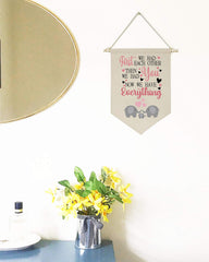 Topthink canvas banner with wooden stick ready for wall display.