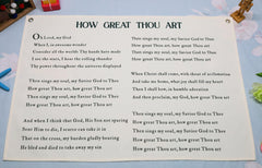 Topthink Christian Hymn banner hangs above crib to create nursery focal point.