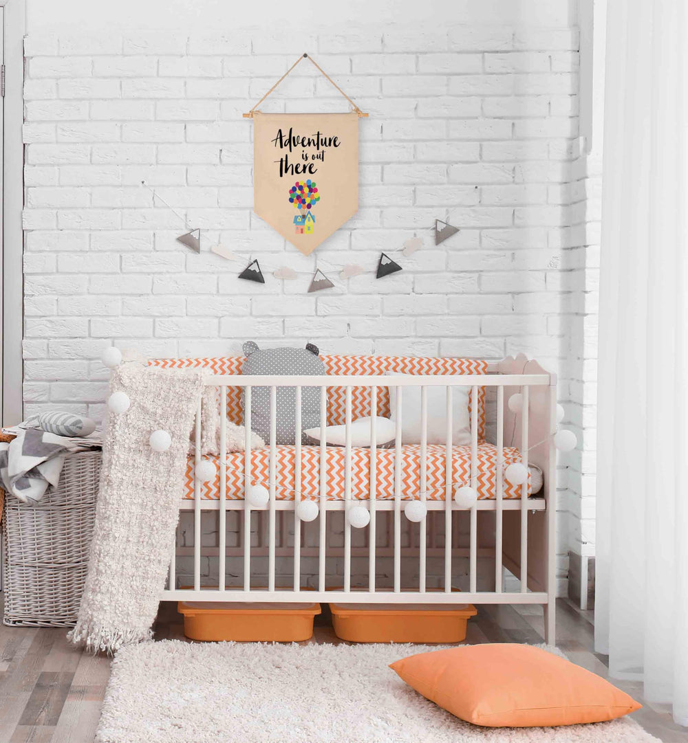 Topthink Nursery banner flag canvas adds warm beige charm.