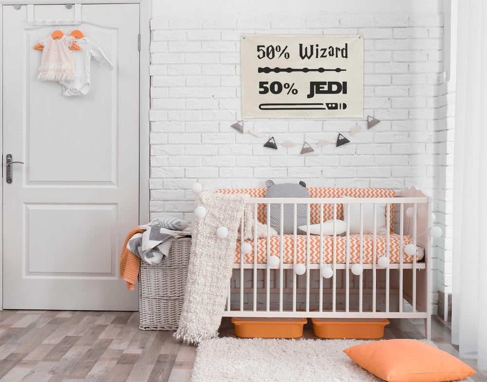 Topthink nursery wall banner in soft beige for a cozy space.