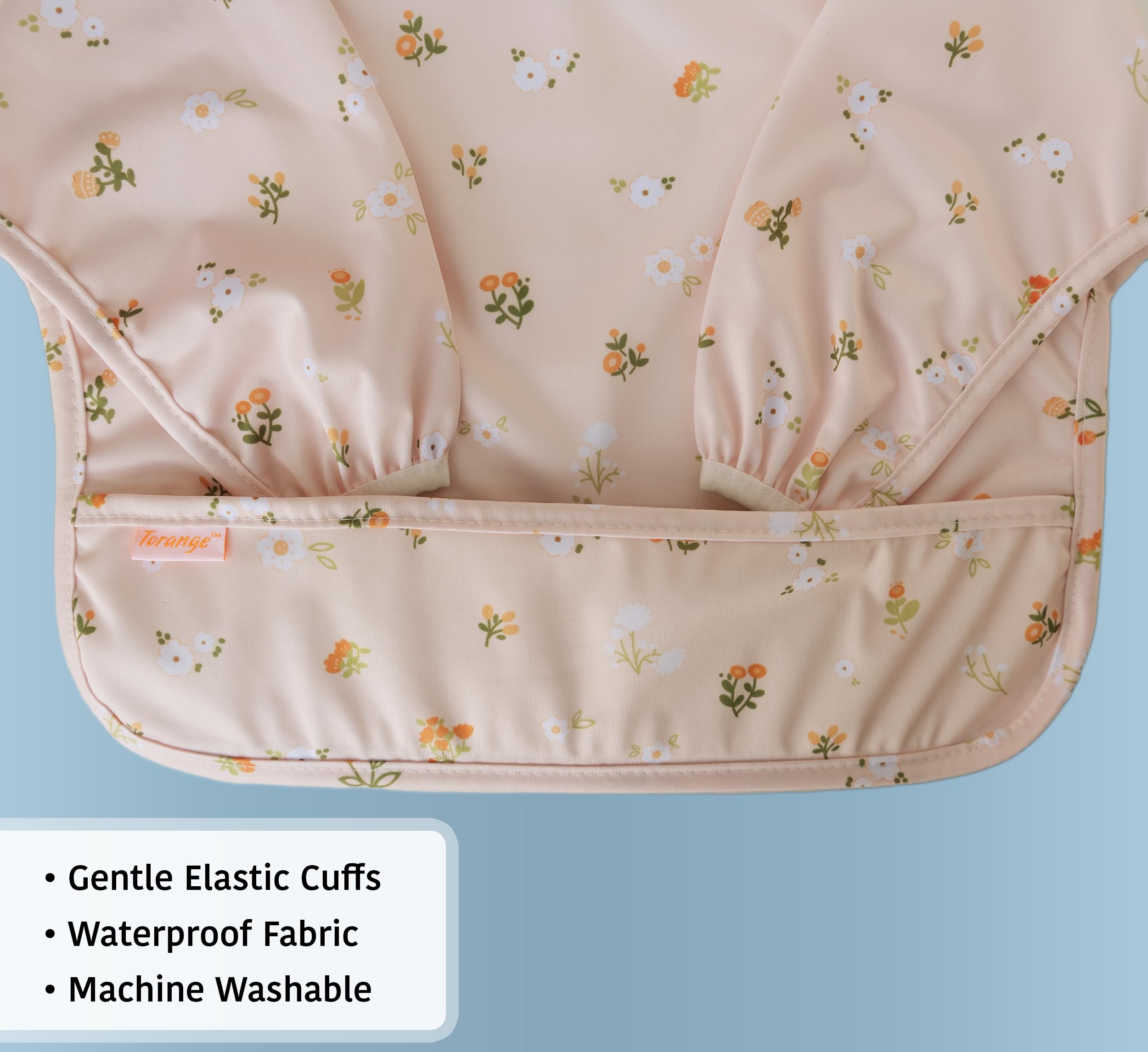 Torange elastic cuffs and Velcro closure secure a snug, mess-free wear