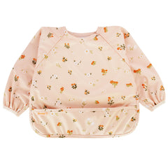Torange waterproof long sleeve bib worn by baby during meal time to minimize mess