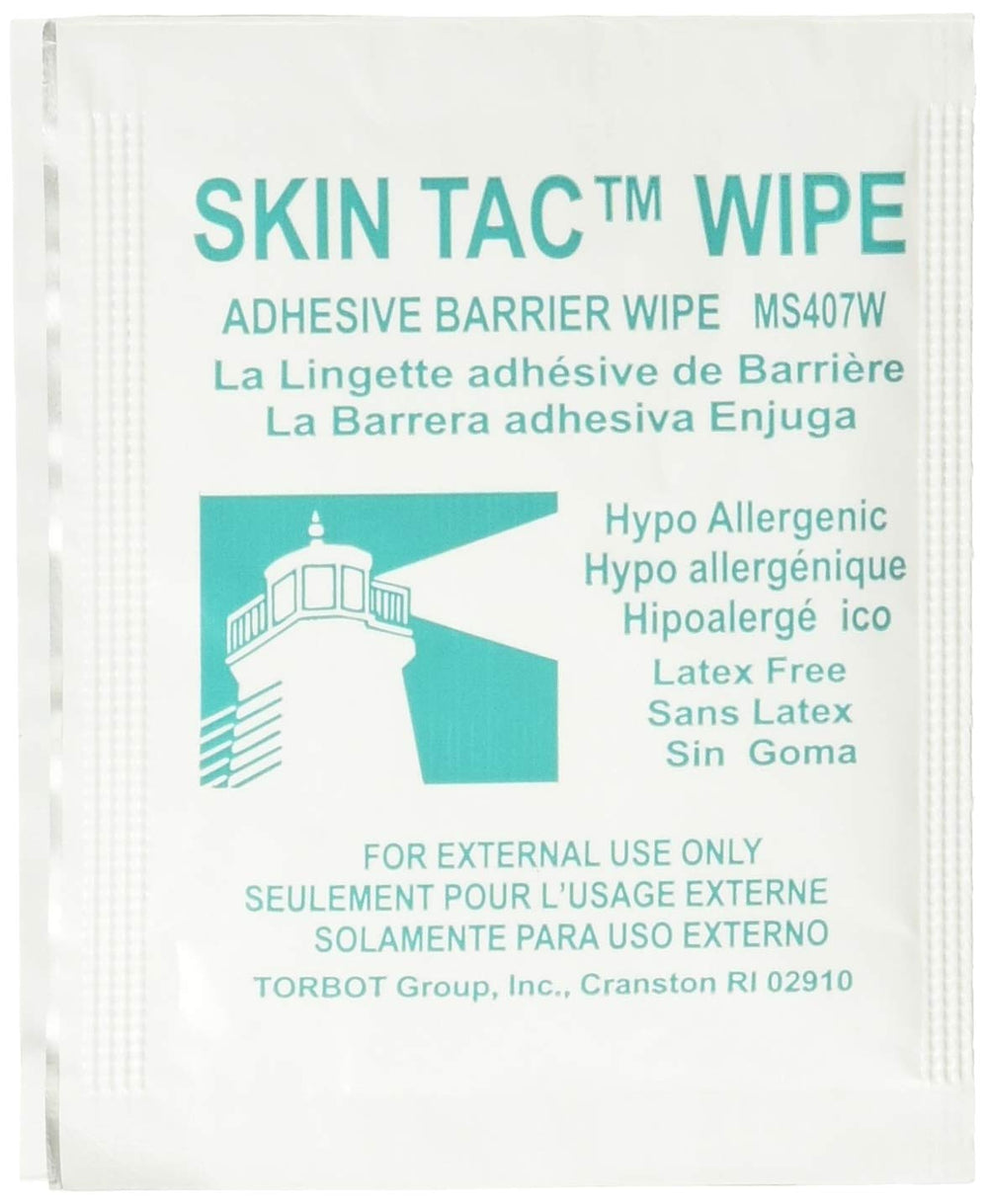 Torbot Skin-Tac-H adhesive barrier wipes packaging front for easy base preparation.