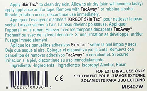 Torbot Skin-Tac-H applied to skin forms tacky base for adhesives.