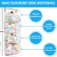 Breathable mesh pockets maintain freshness and quick toy visibility