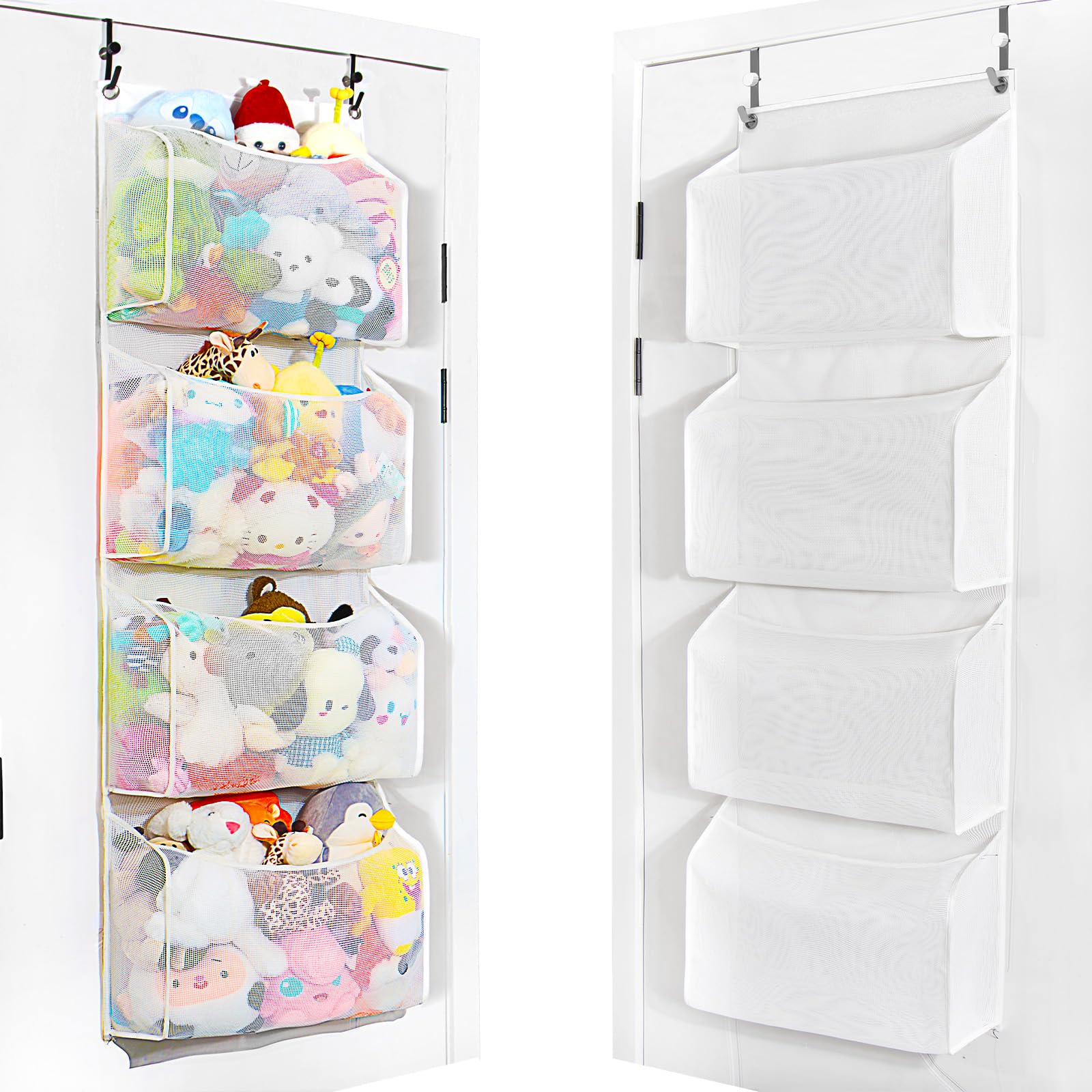 Toread over-the-door organiser demonstrates door-safe suspension for plush toy storage and clutter-free bedrooms