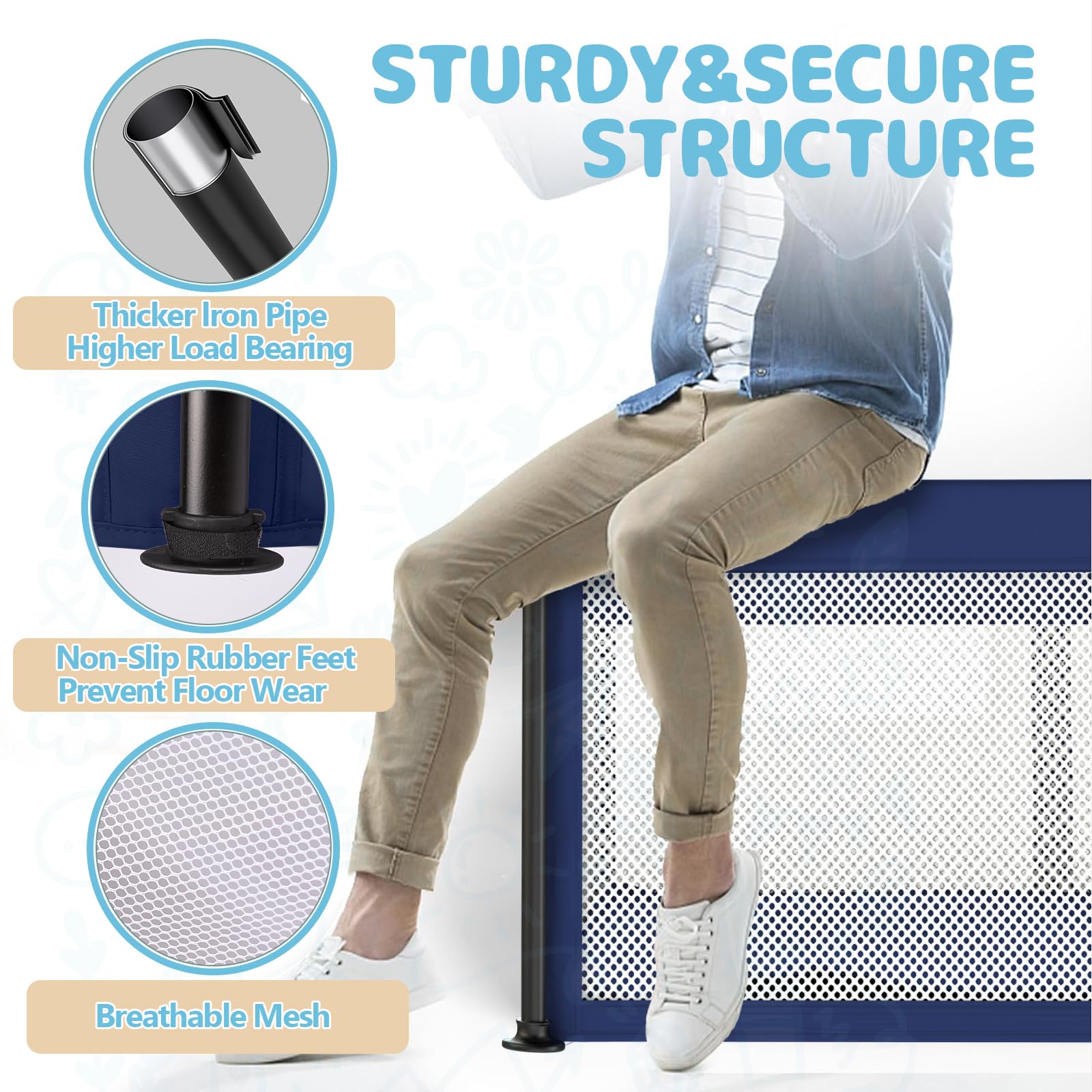 TOREVSIOR foldable playpen with 360-degree view for supervision