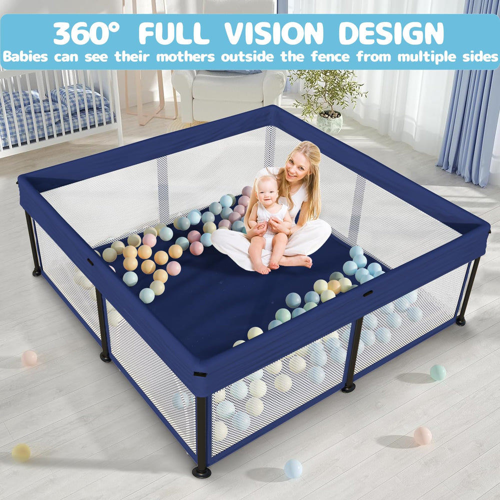 TOREVSIOR foldable playpen child with balls enjoying space