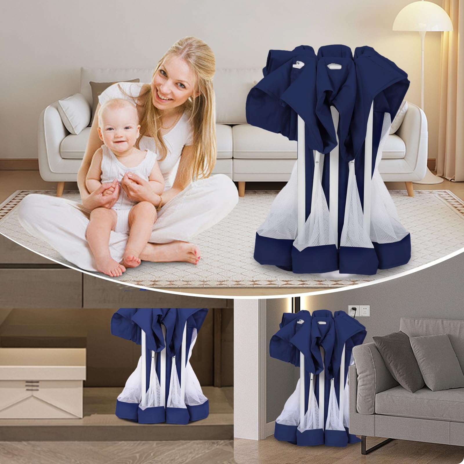 TOREVSIOR foldable playpen outdoor setup at park or beach