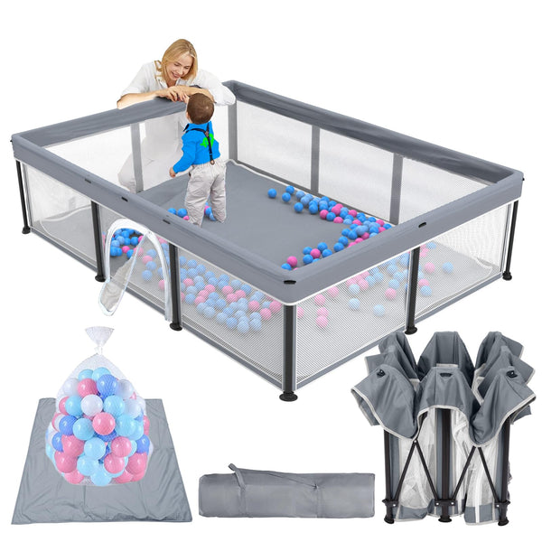 TOREVSIOR foldable playpen assembly demonstrates quick setup and space-saving design.