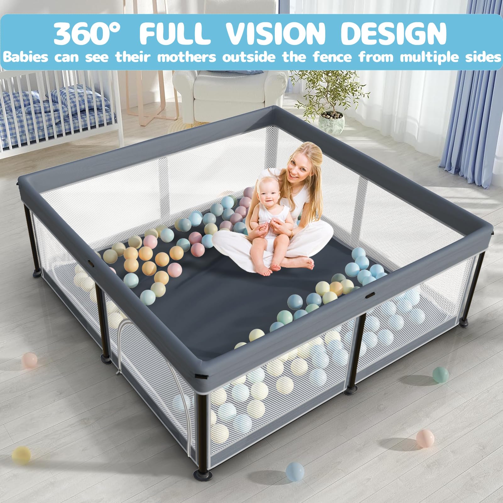 TOREVSIOR playpen includes soft mat for gentle landings