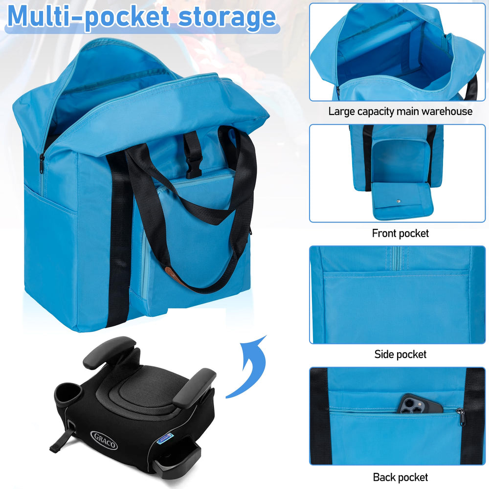 TORIBIO booster-seat travel bag with zip-closed design protects seats during transit.