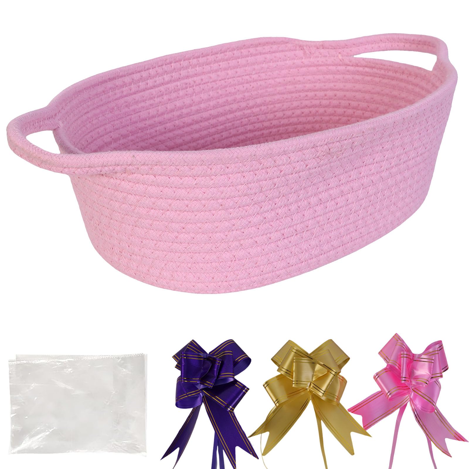 TORMAYS HOME decorative small gift basket with ribbon for baby showers.