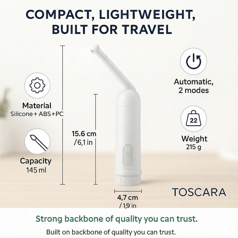 TOSCARA elderly hygiene aid offers convenient personal care anywhere.