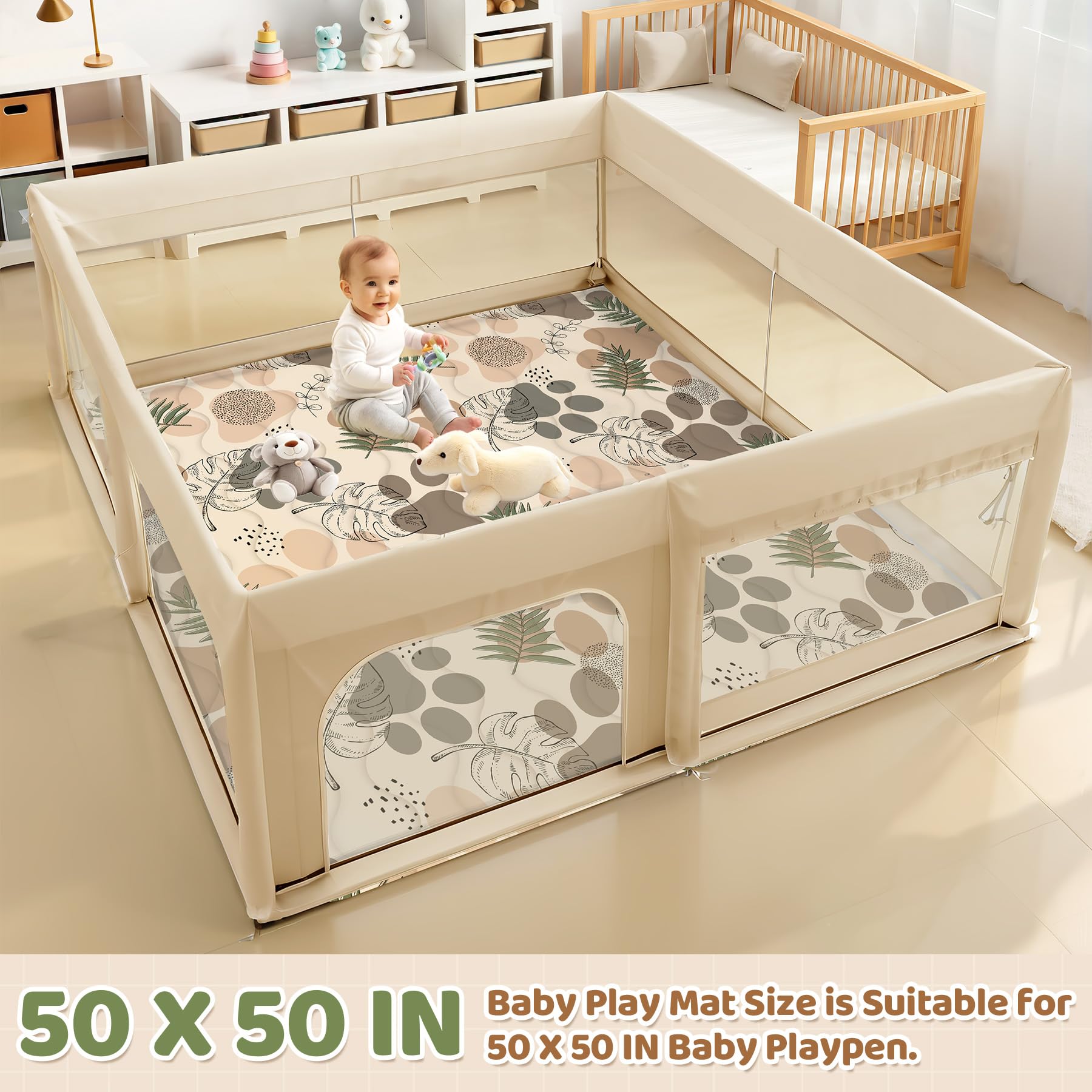 TOSELBAI 50x50 playpen fit shows versatile space for floor time