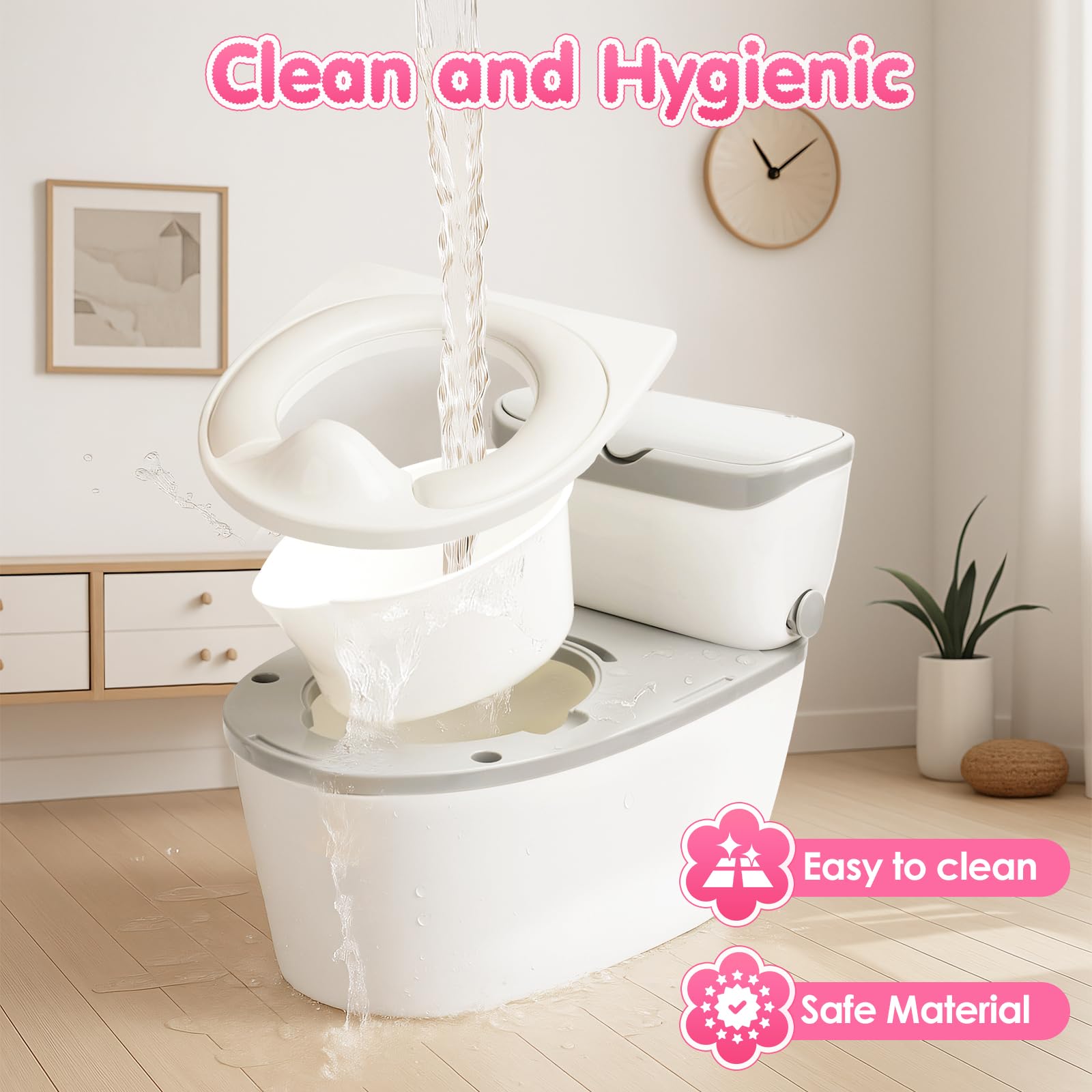 TOSGN battery compartment powers the interactive flush sound, batteries included.