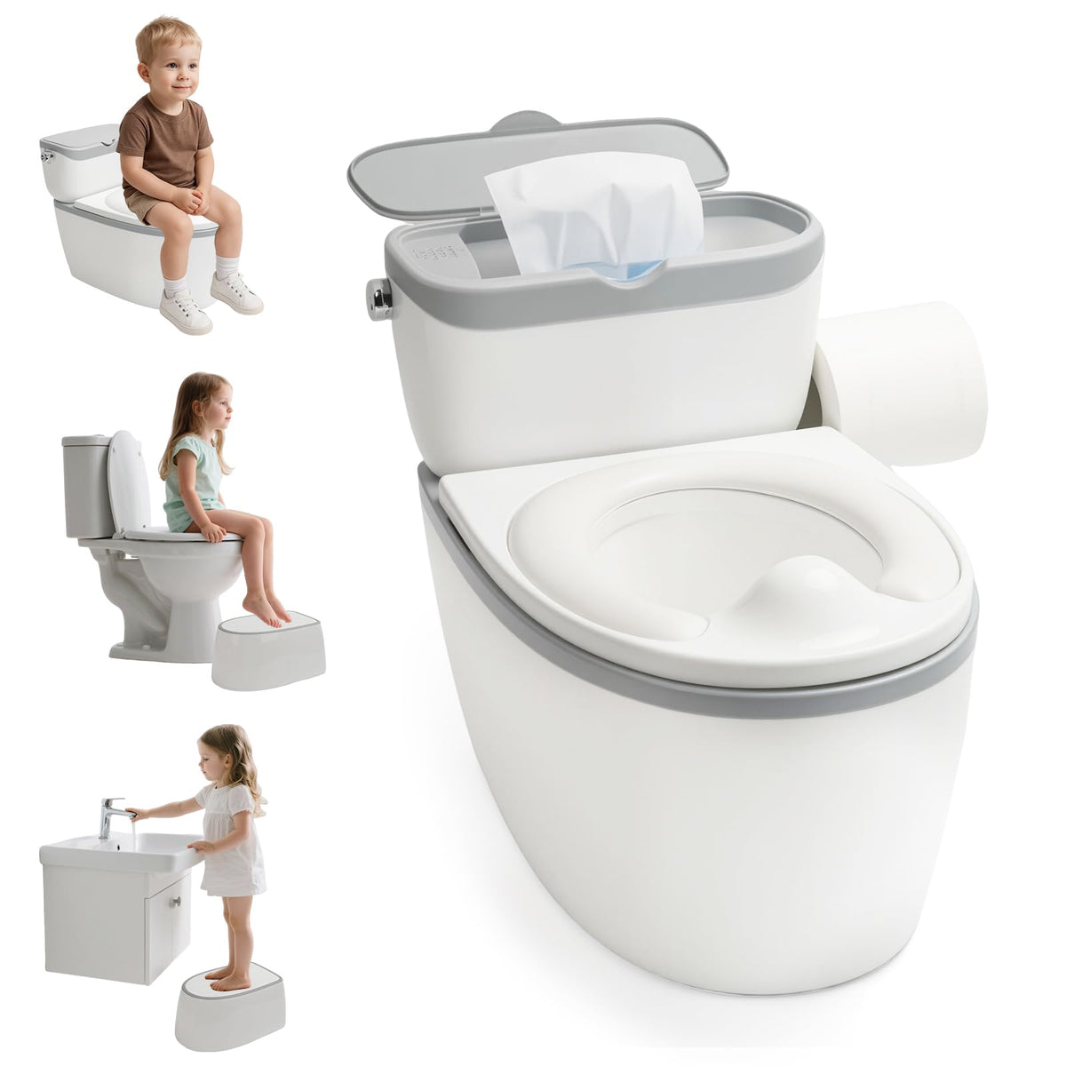 TOSGN 3-in-1 toddler potty front view, compact height for early training.